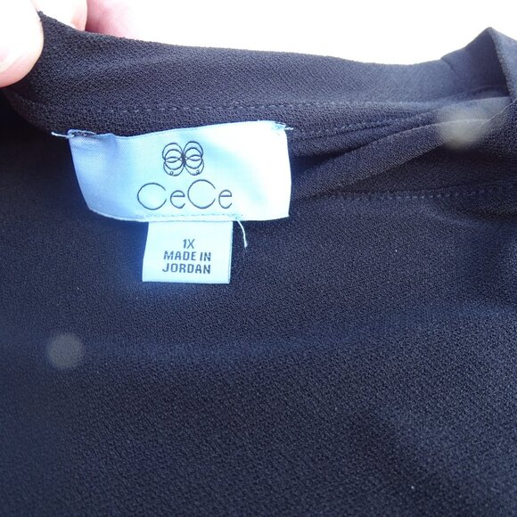 CeCe Black Knit Top with Lace Short Sleeves 1X NWT - Picture 9 of 11